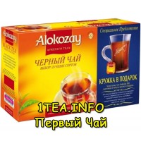 Чай Алокозай черный 100 пакетиков с кружкой