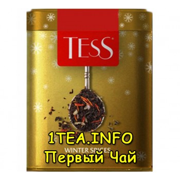 Tess Winter Spices ТЕСС Винтер Спайсис черный листовой с добавками в железной банке 110 гр.